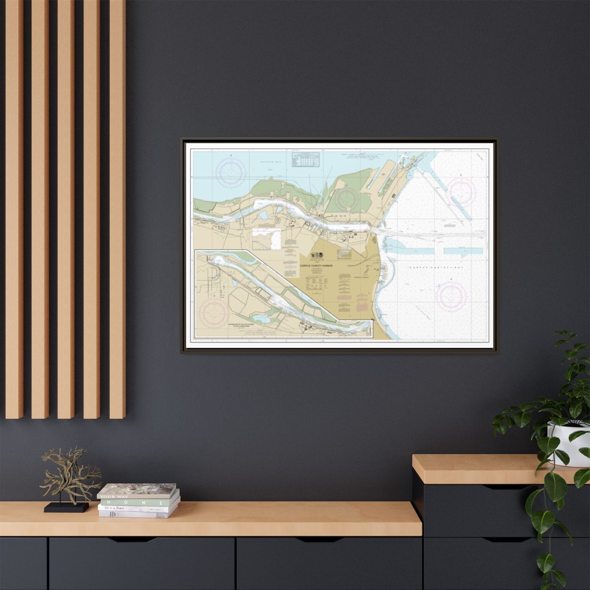 Chart 11311 Corpus Christi Harbor - NOAA Nautical Chart Floating Frame Canvas | 30" x 20" | 36" x 24" | 48" x 32" - Espresso context-2