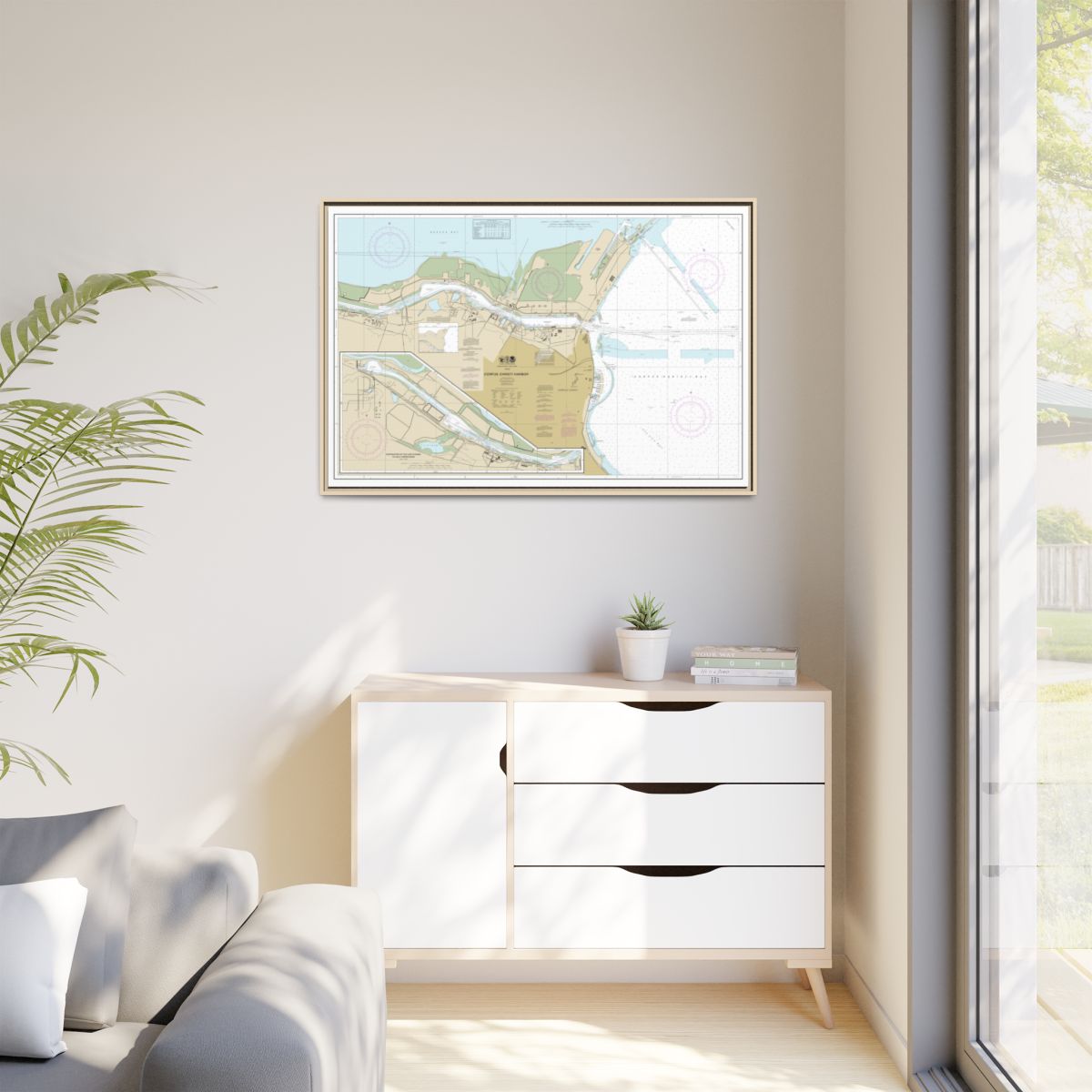 Chart 11311 Corpus Christi Harbor - NOAA Nautical Chart Floating Frame Canvas | 30" x 20" | 36" x 24" | 48" x 32" - Natural context-1