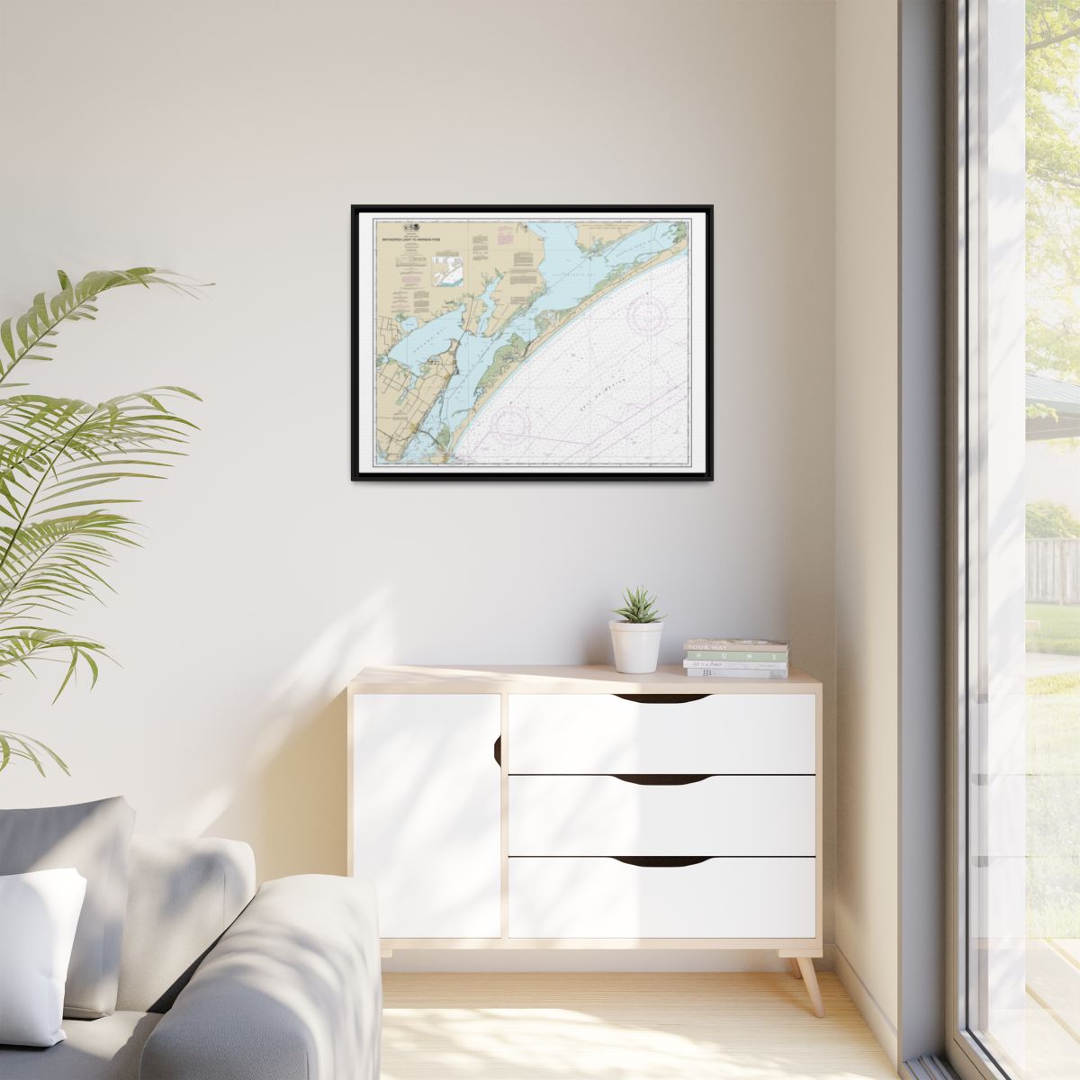 Chart 11313 Matagorda Light to Aransas Pass - NOAA Nautical Chart Floating Frame Canvas | 32" x 24" | 40" x 30" - Black context-1