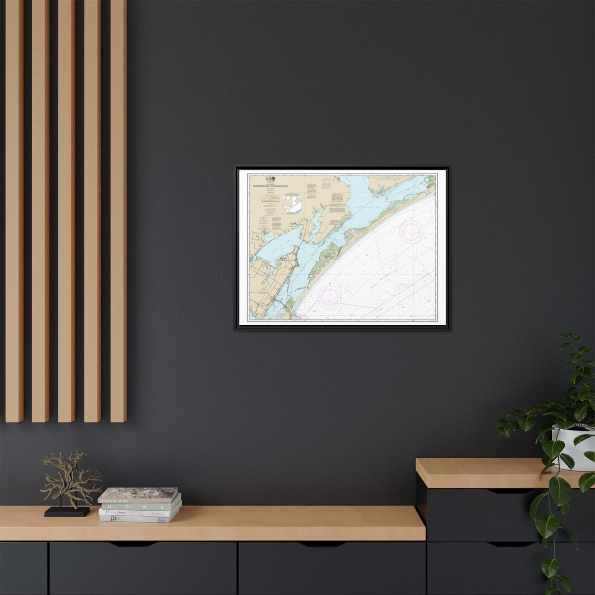 Chart 11313 Matagorda Light to Aransas Pass - NOAA Nautical Chart Floating Frame Canvas | 32" x 24" | 40" x 30" - Black context-2
