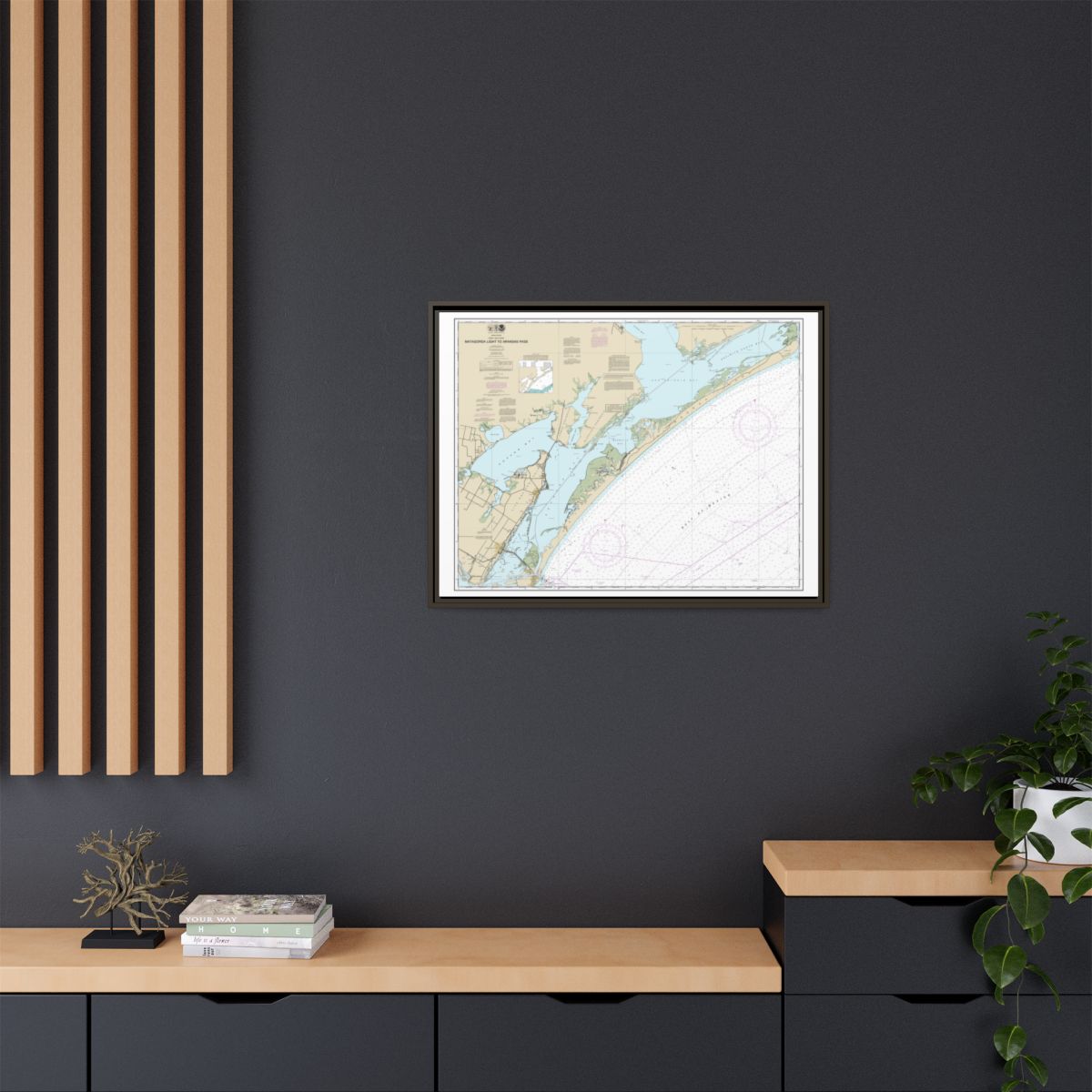 Chart 11313 Matagorda Light to Aransas Pass - NOAA Nautical Chart Floating Frame Canvas | 32" x 24" | 40" x 30" - Espresso context-2