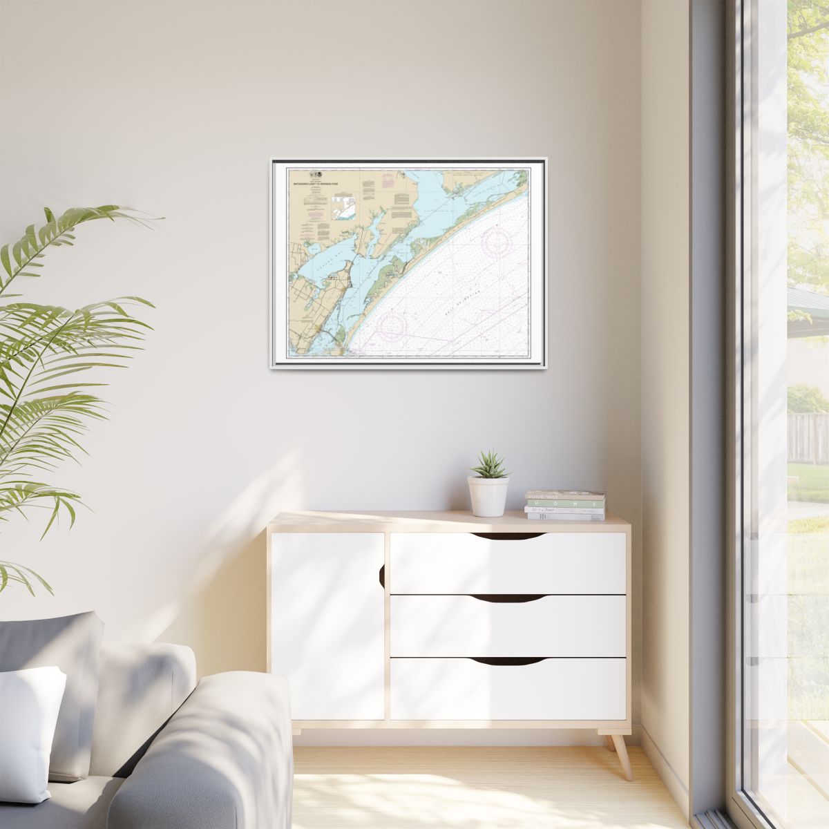Chart 11313 Matagorda Light to Aransas Pass - NOAA Nautical Chart Floating Frame Canvas | 32" x 24" | 40" x 30" - White context-1