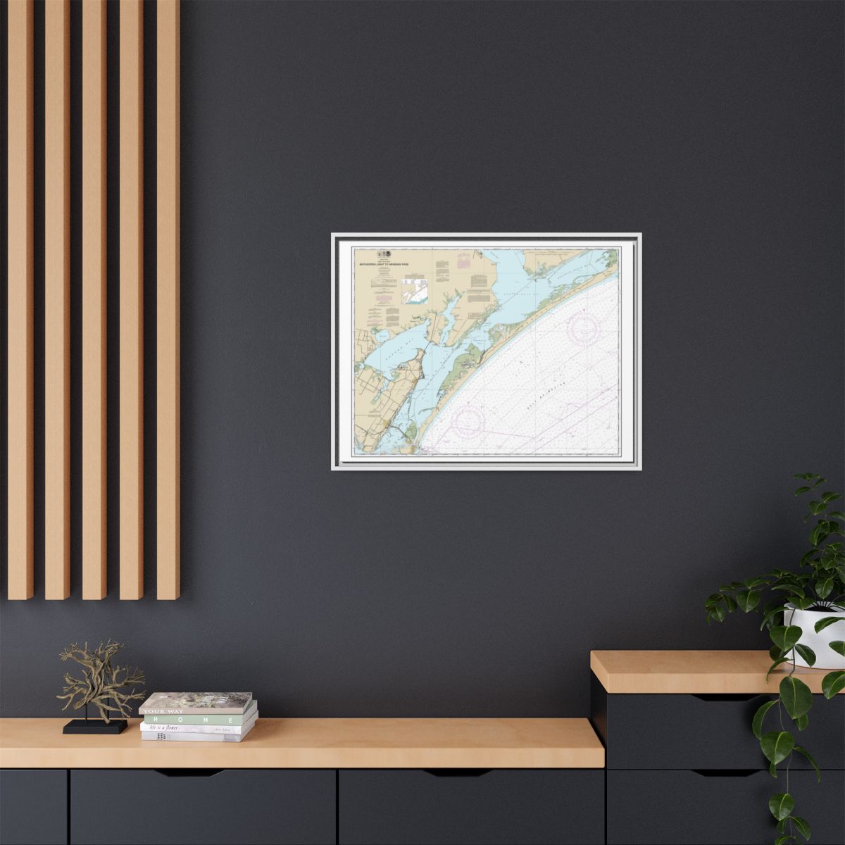 Chart 11313 Matagorda Light to Aransas Pass - NOAA Nautical Chart Floating Frame Canvas | 32" x 24" | 40" x 30" - White context-2