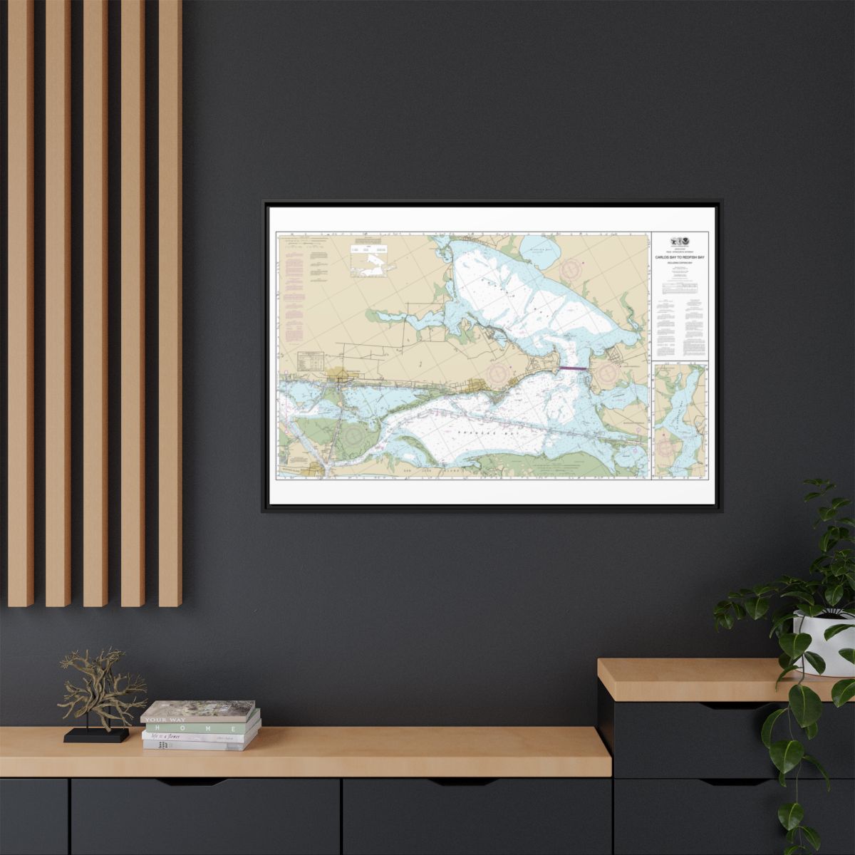 Chart 11314 Intracoastal Waterway Carlos Bay to Redfish Bay, including Copano Bay - NOAA Nautical Chart Floating Frame Canvas | 30" x 20" | 36" x 24" | 48" x 32" - Black context-2