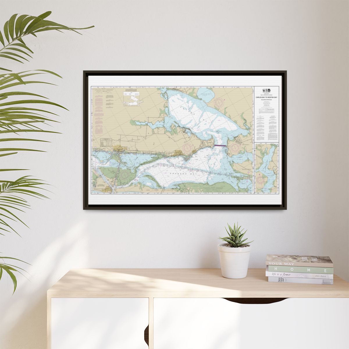 Chart 11314 Intracoastal Waterway Carlos Bay to Redfish Bay, including Copano Bay - NOAA Nautical Chart Floating Frame Canvas | 30" x 20" | 36" x 24" | 48" x 32" - Espresso context-1