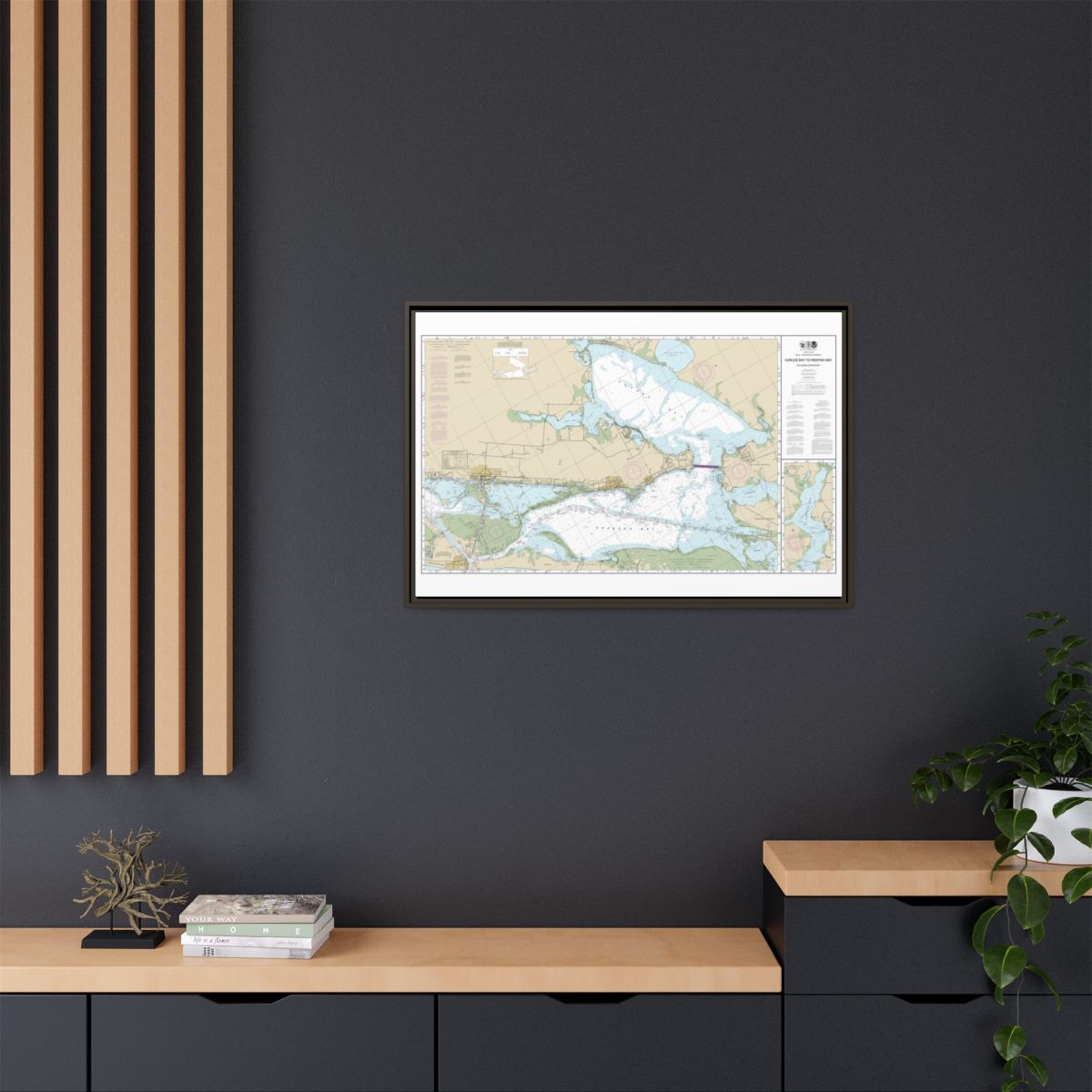 Chart 11314 Intracoastal Waterway Carlos Bay to Redfish Bay, including Copano Bay - NOAA Nautical Chart Floating Frame Canvas | 30" x 20" | 36" x 24" | 48" x 32" - Espresso context-2