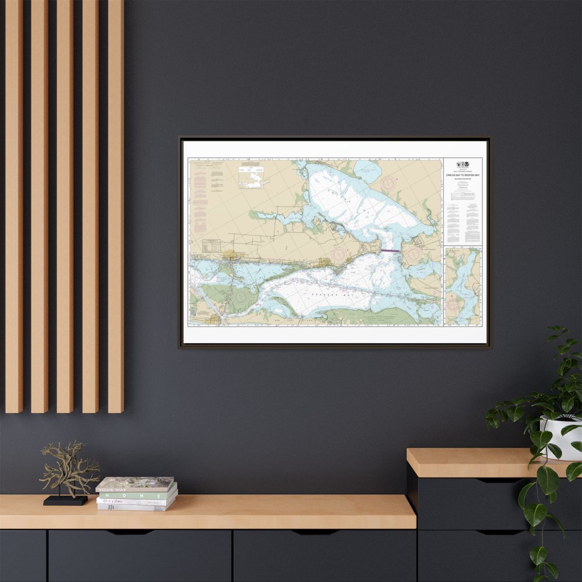 Chart 11314 Intracoastal Waterway Carlos Bay to Redfish Bay, including Copano Bay - NOAA Nautical Chart Floating Frame Canvas | 30" x 20" | 36" x 24" | 48" x 32" - Espresso context-2
