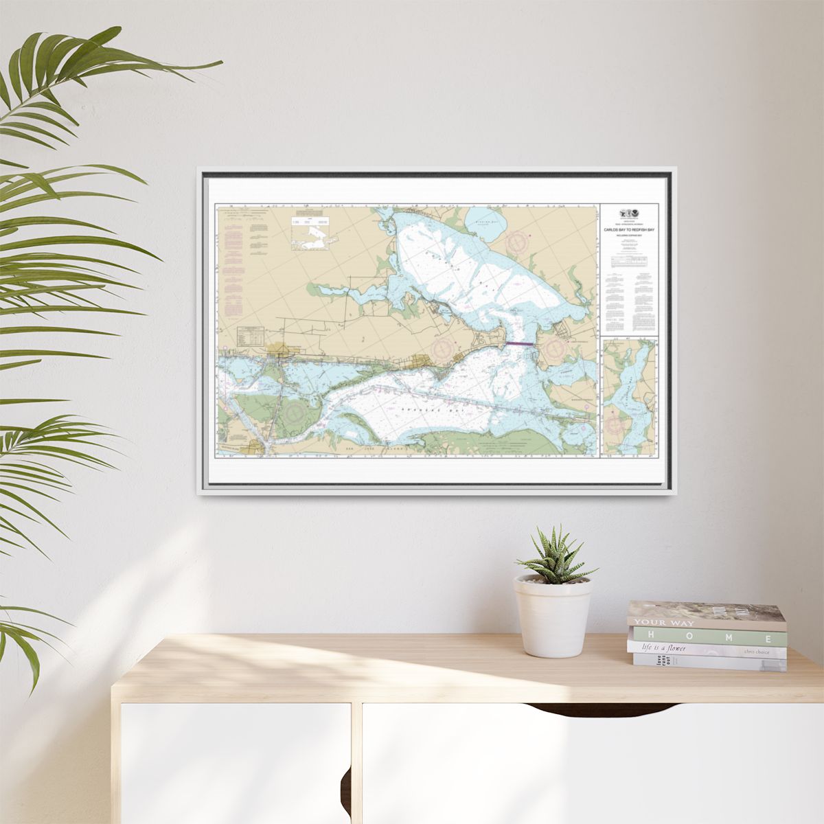 Chart 11314 Intracoastal Waterway Carlos Bay to Redfish Bay, including Copano Bay - NOAA Nautical Chart Floating Frame Canvas | 30" x 20" | 36" x 24" | 48" x 32" - White context-1