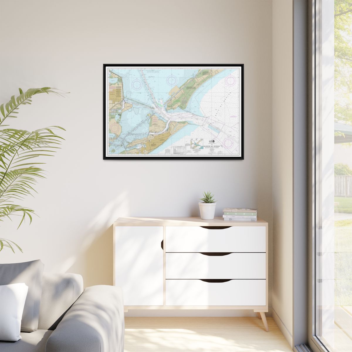 Chart 11324 Galveston Bay Entrance Galveston and Texas City Harbors - NOAA Nautical Chart Floating Frame Canvas | 30" x 20" | 36" x 24" | 48" x 32" - Black context-1