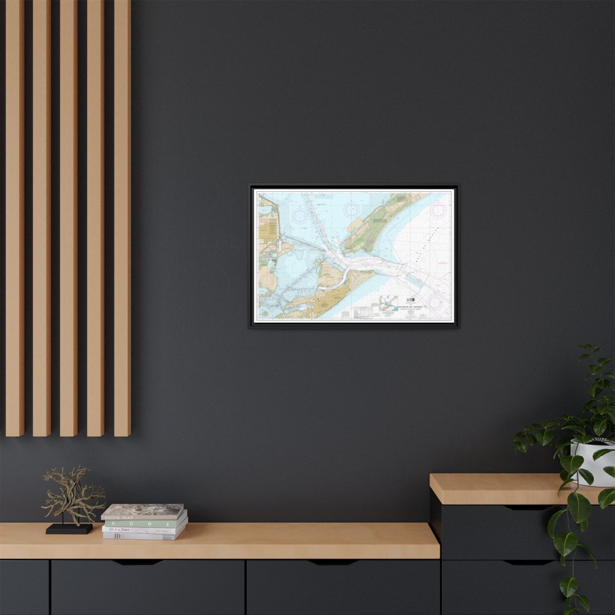 Chart 11324 Galveston Bay Entrance Galveston and Texas City Harbors - NOAA Nautical Chart Floating Frame Canvas | 30" x 20" | 36" x 24" | 48" x 32" - Black context-2