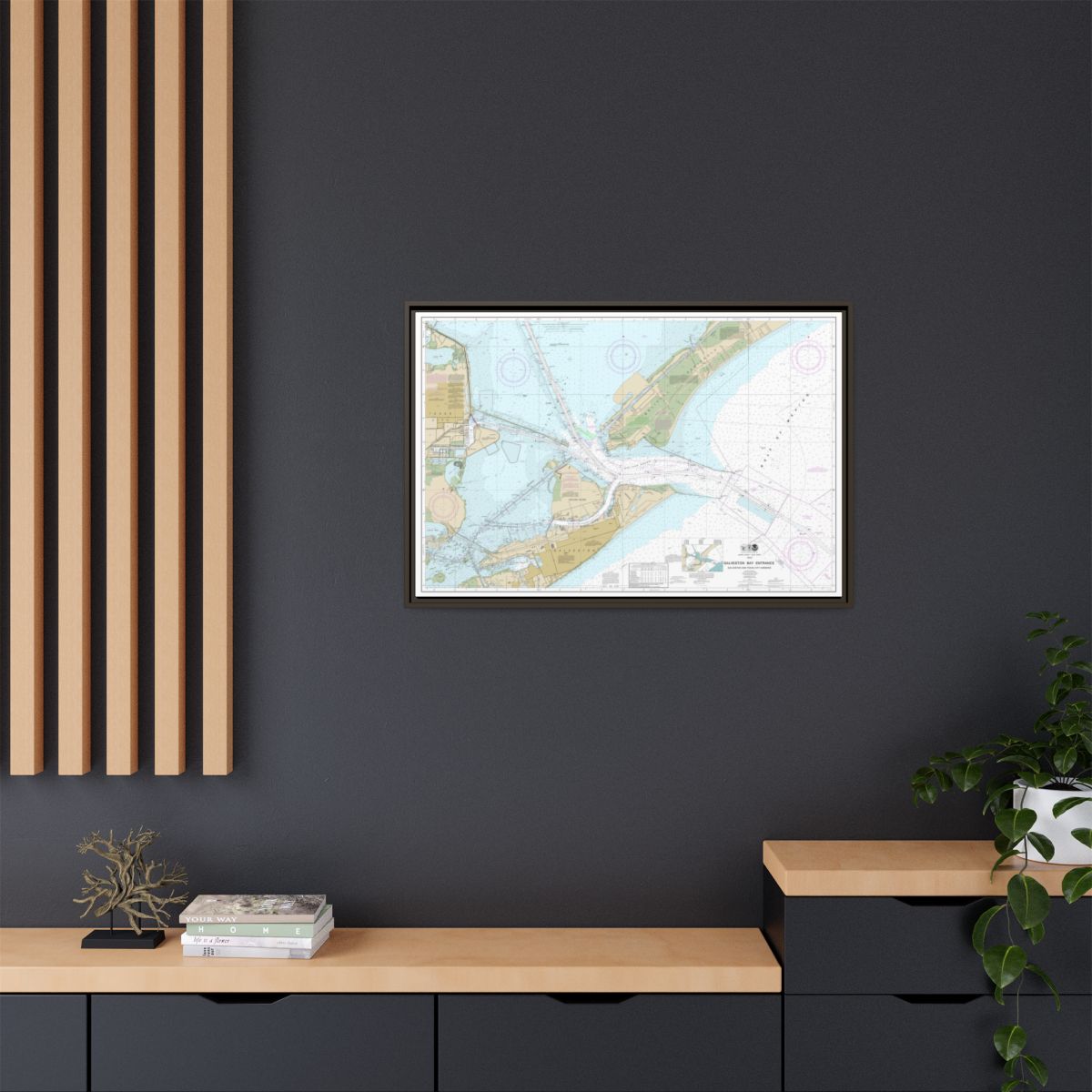 Chart 11324 Galveston Bay Entrance Galveston and Texas City Harbors - NOAA Nautical Chart Floating Frame Canvas | 30" x 20" | 36" x 24" | 48" x 32" - Espresso context-2
