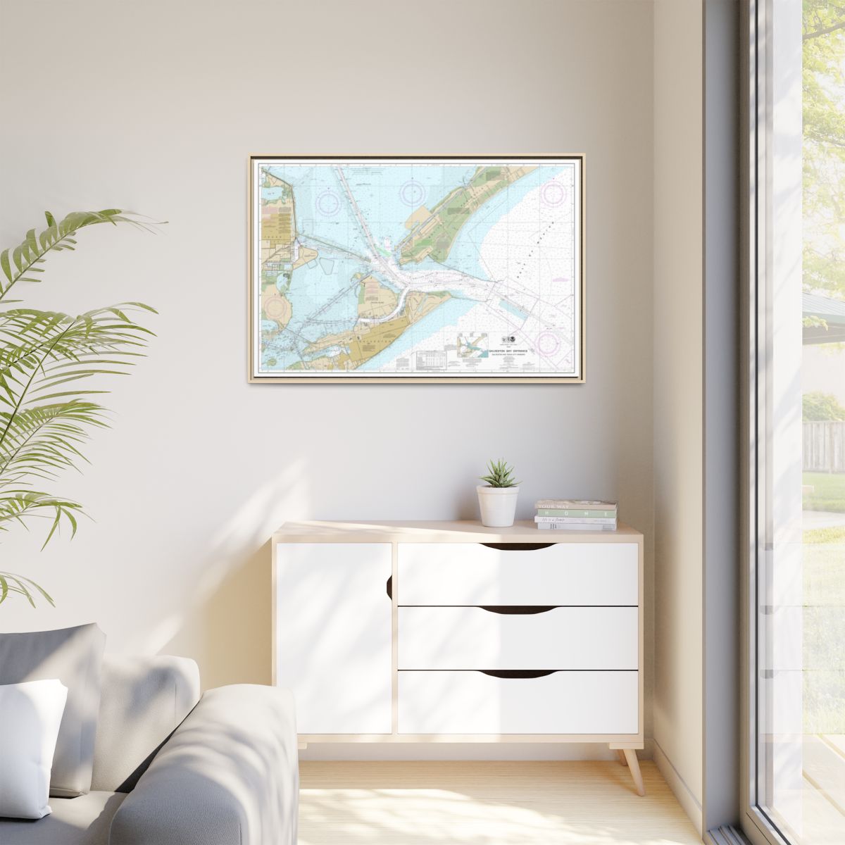 Chart 11324 Galveston Bay Entrance Galveston and Texas City Harbors - NOAA Nautical Chart Floating Frame Canvas | 30" x 20" | 36" x 24" | 48" x 32" - Natural context-1
