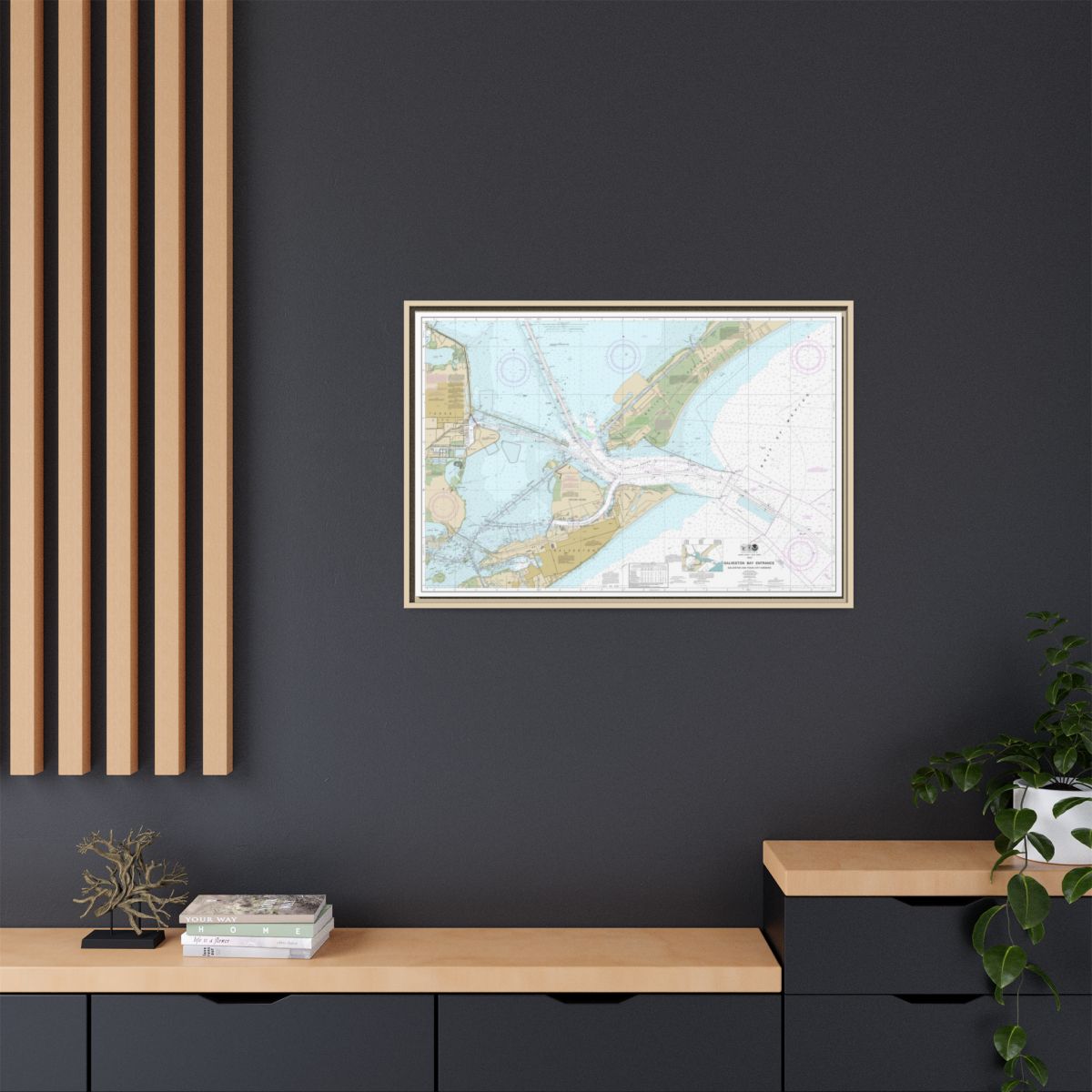 Chart 11324 Galveston Bay Entrance Galveston and Texas City Harbors - NOAA Nautical Chart Floating Frame Canvas | 30" x 20" | 36" x 24" | 48" x 32" - Natural context-2