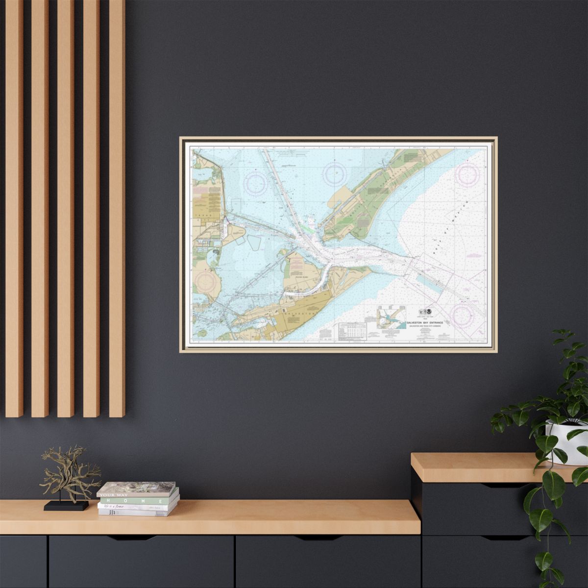 Chart 11324 Galveston Bay Entrance Galveston and Texas City Harbors - NOAA Nautical Chart Floating Frame Canvas | 30" x 20" | 36" x 24" | 48" x 32" - Natural context-2