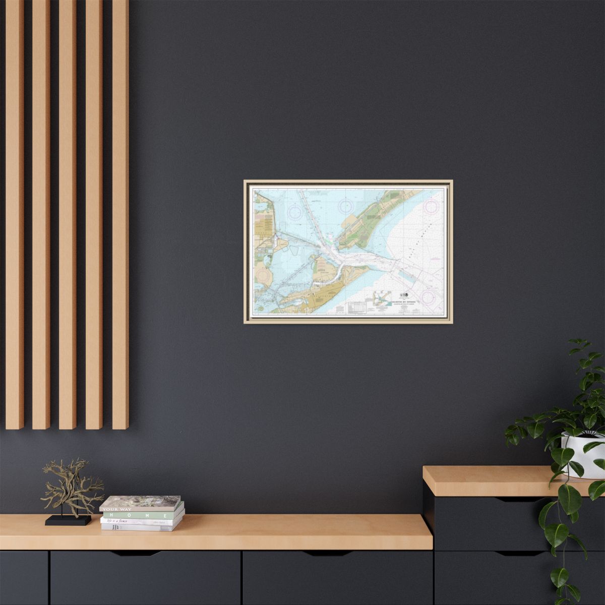 Chart 11324 Galveston Bay Entrance Galveston and Texas City Harbors - NOAA Nautical Chart Floating Frame Canvas | 30" x 20" | 36" x 24" | 48" x 32" - Natural context-2