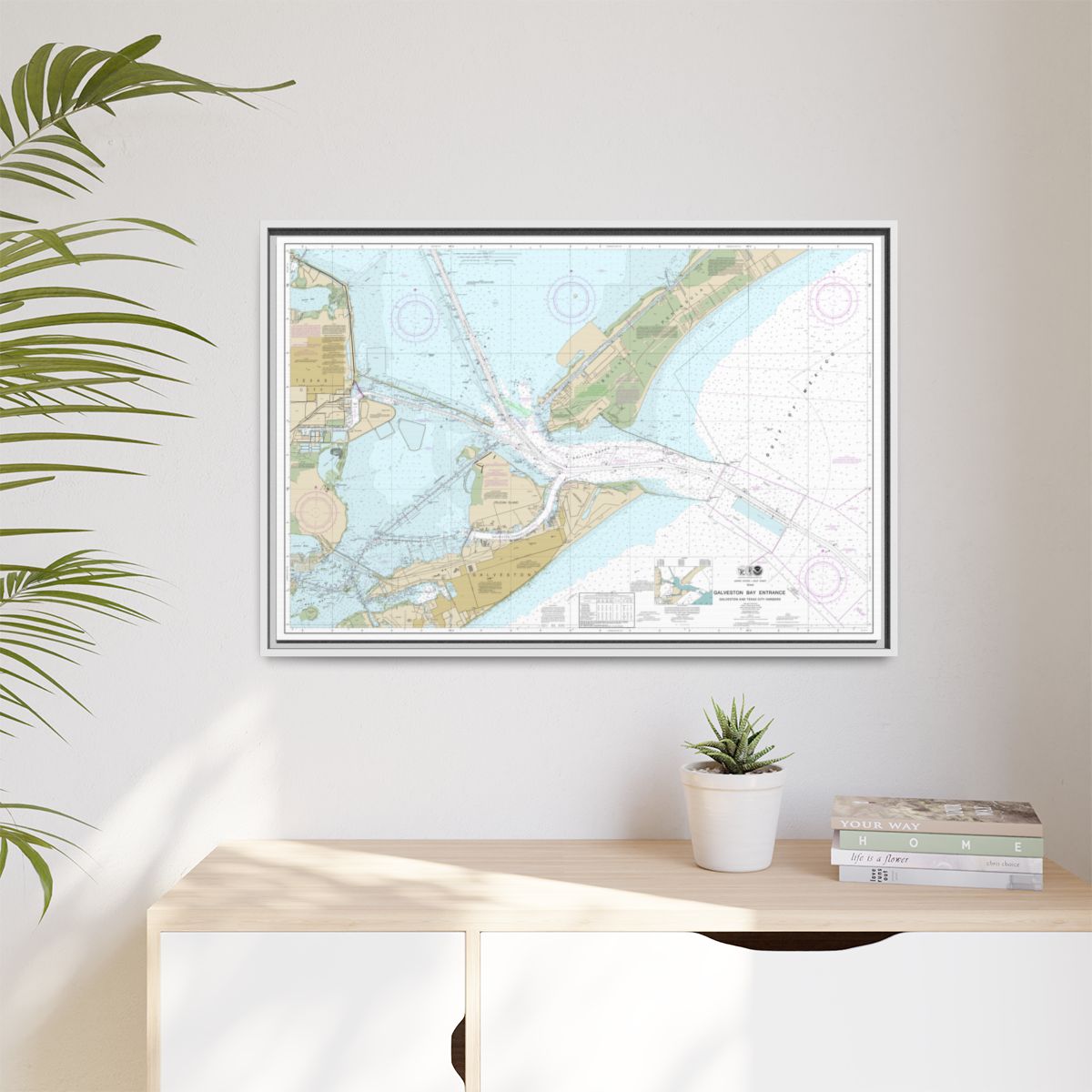 Chart 11324 Galveston Bay Entrance Galveston and Texas City Harbors - NOAA Nautical Chart Floating Frame Canvas | 30" x 20" | 36" x 24" | 48" x 32" - White context-1