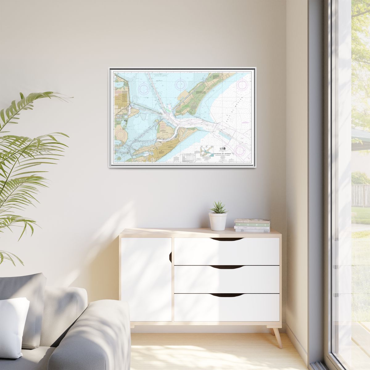 Chart 11324 Galveston Bay Entrance Galveston and Texas City Harbors - NOAA Nautical Chart Floating Frame Canvas | 30" x 20" | 36" x 24" | 48" x 32" - White context-1