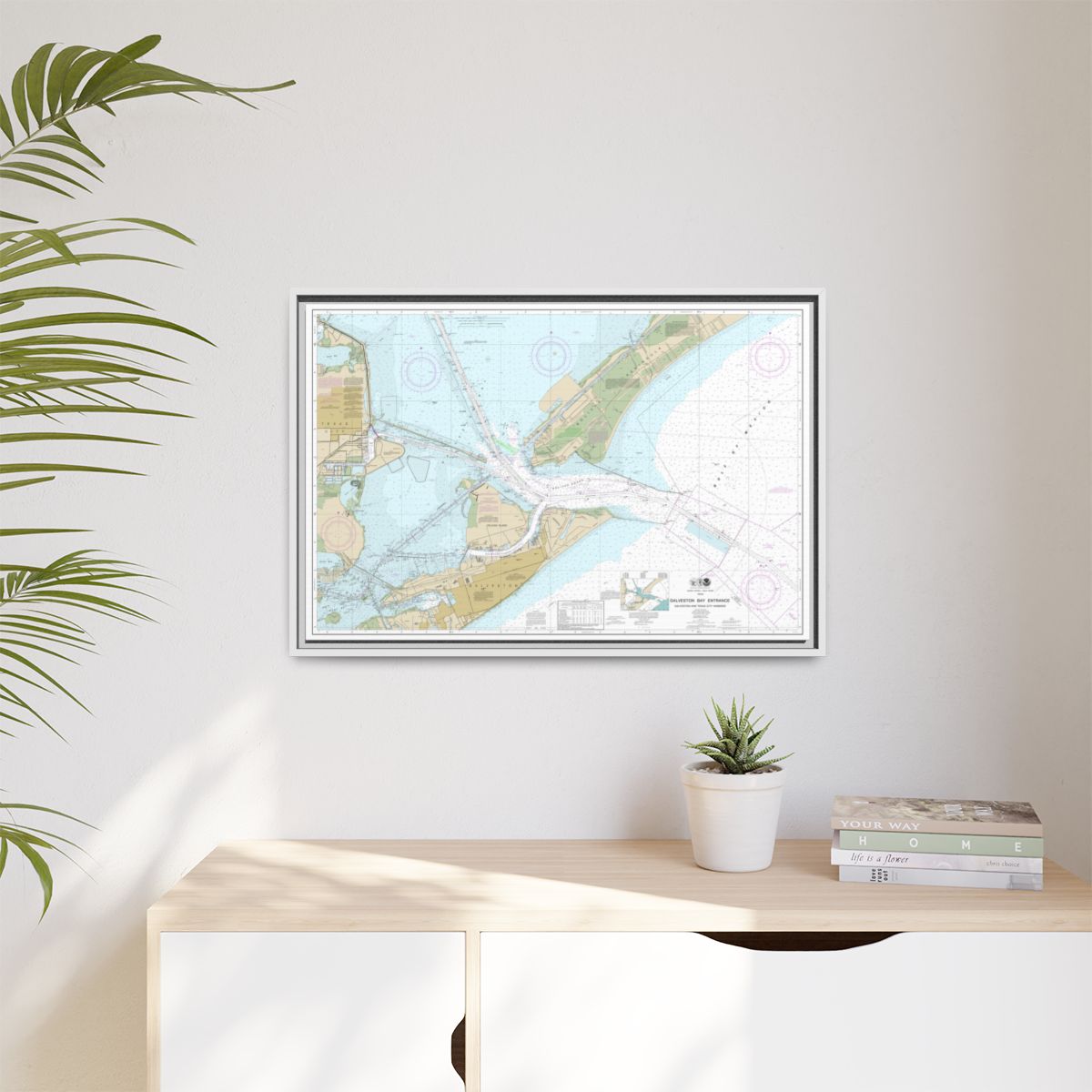 Chart 11324 Galveston Bay Entrance Galveston and Texas City Harbors - NOAA Nautical Chart Floating Frame Canvas | 30" x 20" | 36" x 24" | 48" x 32" - White context-1