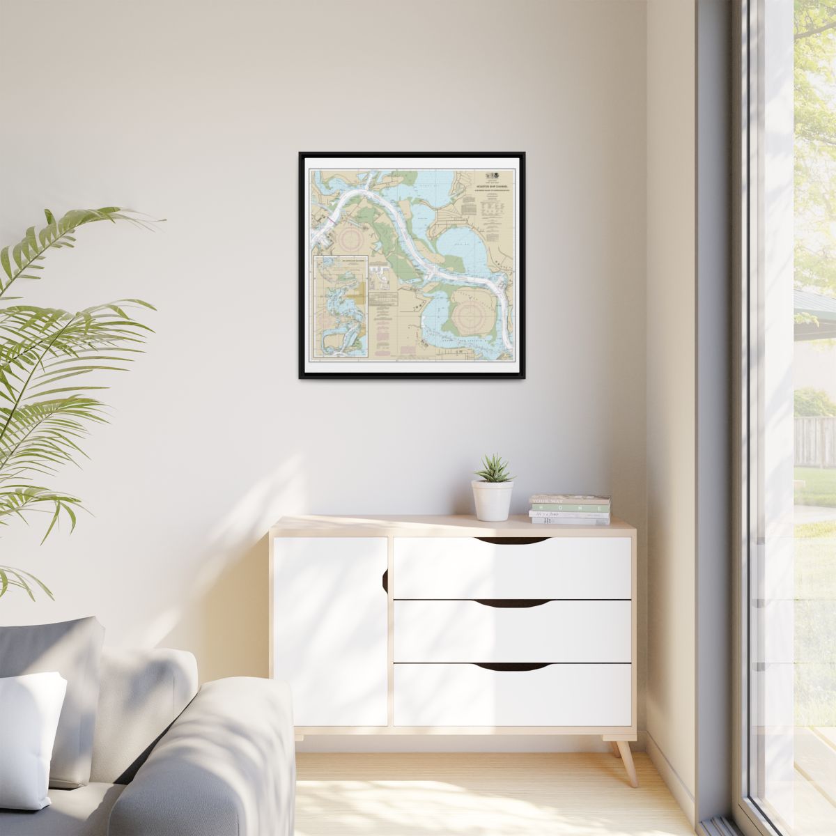 Chart 11329 Houston Ship Channel Alexander Island to Carpenters Bayou;San Jacinto and Old Rivers - NOAA Nautical Chart Floating Frame Canvas | 32" x 32" - Black context-1