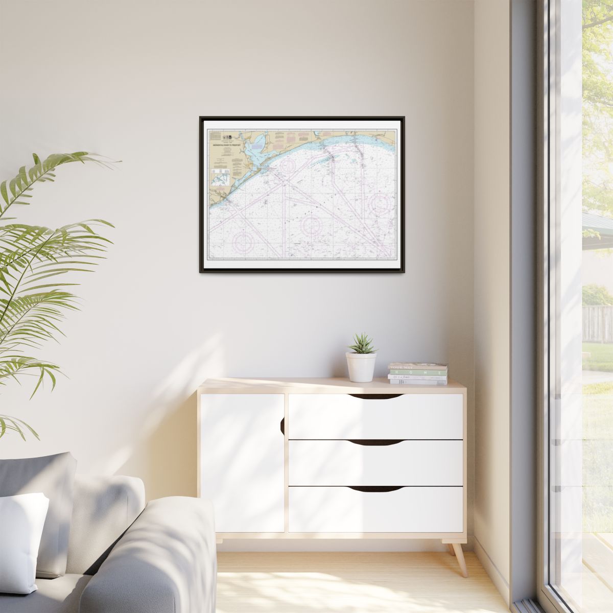 Chart 11330 Mermentau River to Freeport - NOAA Nautical Chart Floating Frame Canvas | 32" x 24" | 40" x 30" - Espresso context-1
