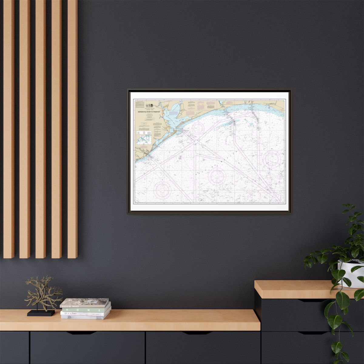 Chart 11330 Mermentau River to Freeport - NOAA Nautical Chart Floating Frame Canvas | 32" x 24" | 40" x 30" - Espresso context-2