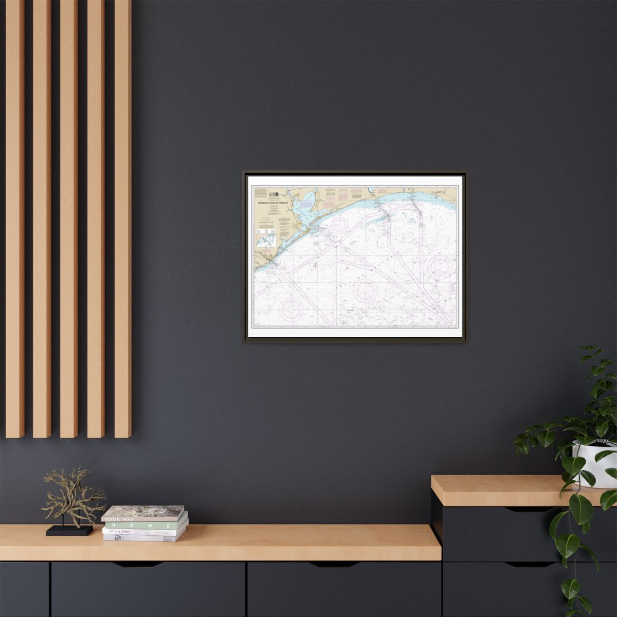 Chart 11330 Mermentau River to Freeport - NOAA Nautical Chart Floating Frame Canvas | 32" x 24" | 40" x 30" - Espresso context-2