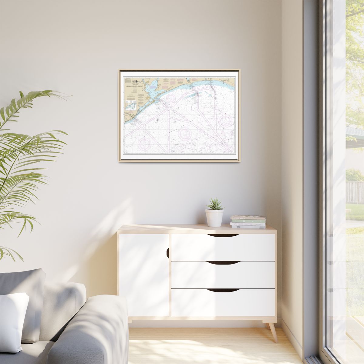 Chart 11330 Mermentau River to Freeport - NOAA Nautical Chart Floating Frame Canvas | 32" x 24" | 40" x 30" - Natural context-1