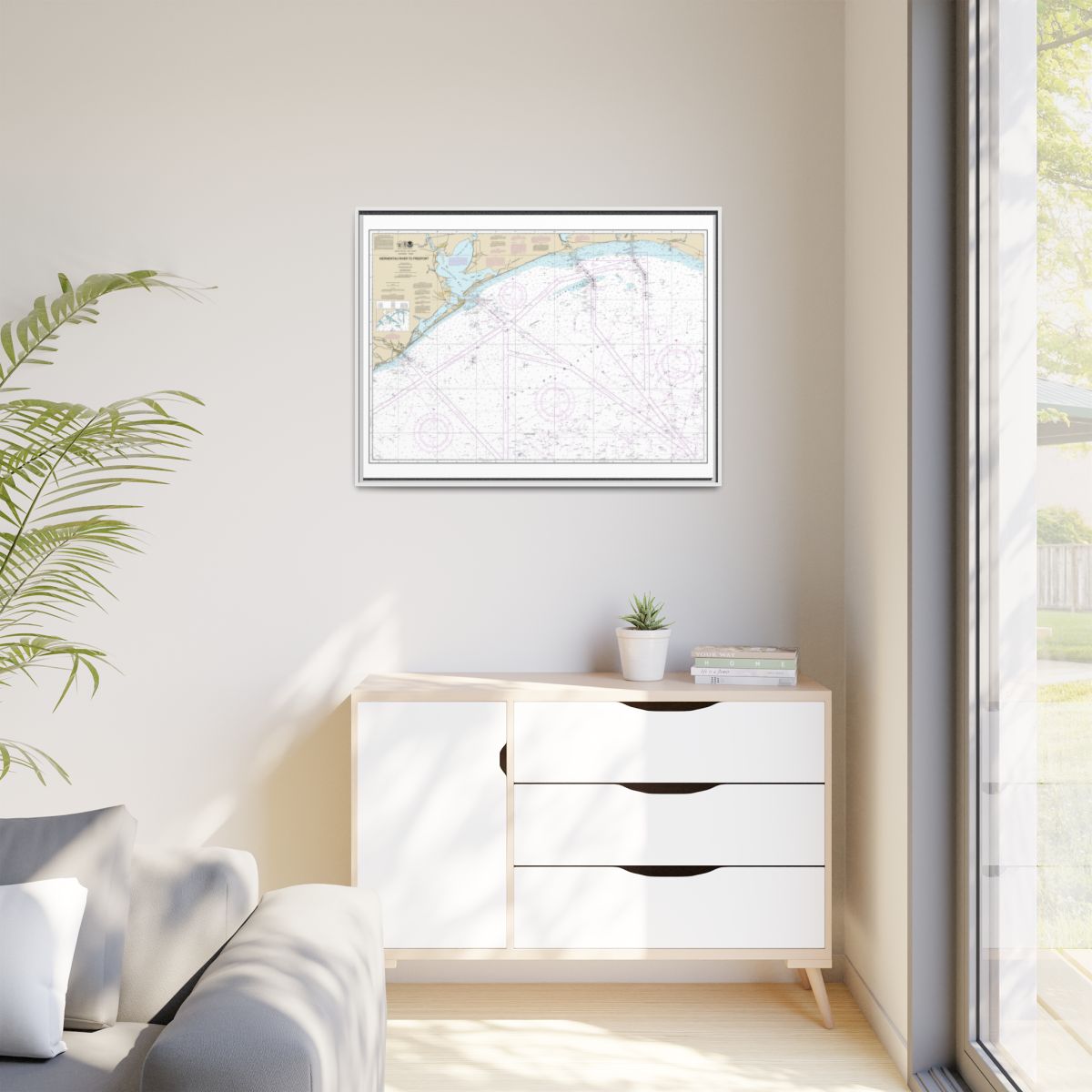 Chart 11330 Mermentau River to Freeport - NOAA Nautical Chart Floating Frame Canvas | 32" x 24" | 40" x 30" - White context-1
