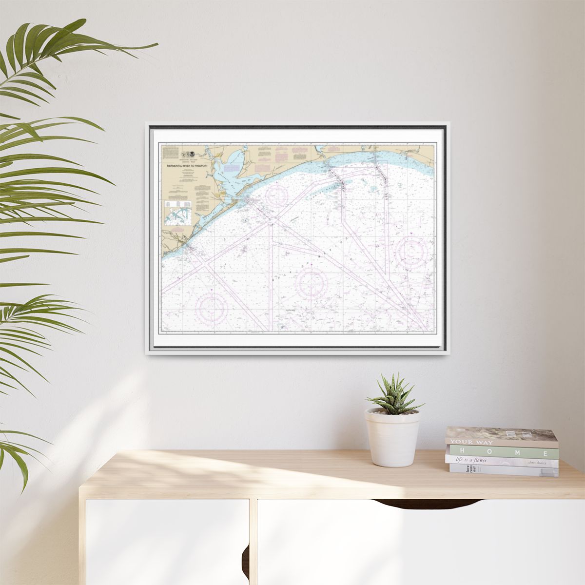 Chart 11330 Mermentau River to Freeport - NOAA Nautical Chart Floating Frame Canvas | 32" x 24" | 40" x 30" - White context-1