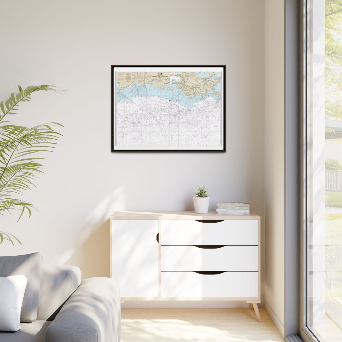 Chart 11340 Mississippi River to Galveston - NOAA Nautical Chart Floating Frame Canvas | 32" x 24" | 40" x 30" - Espresso context-1