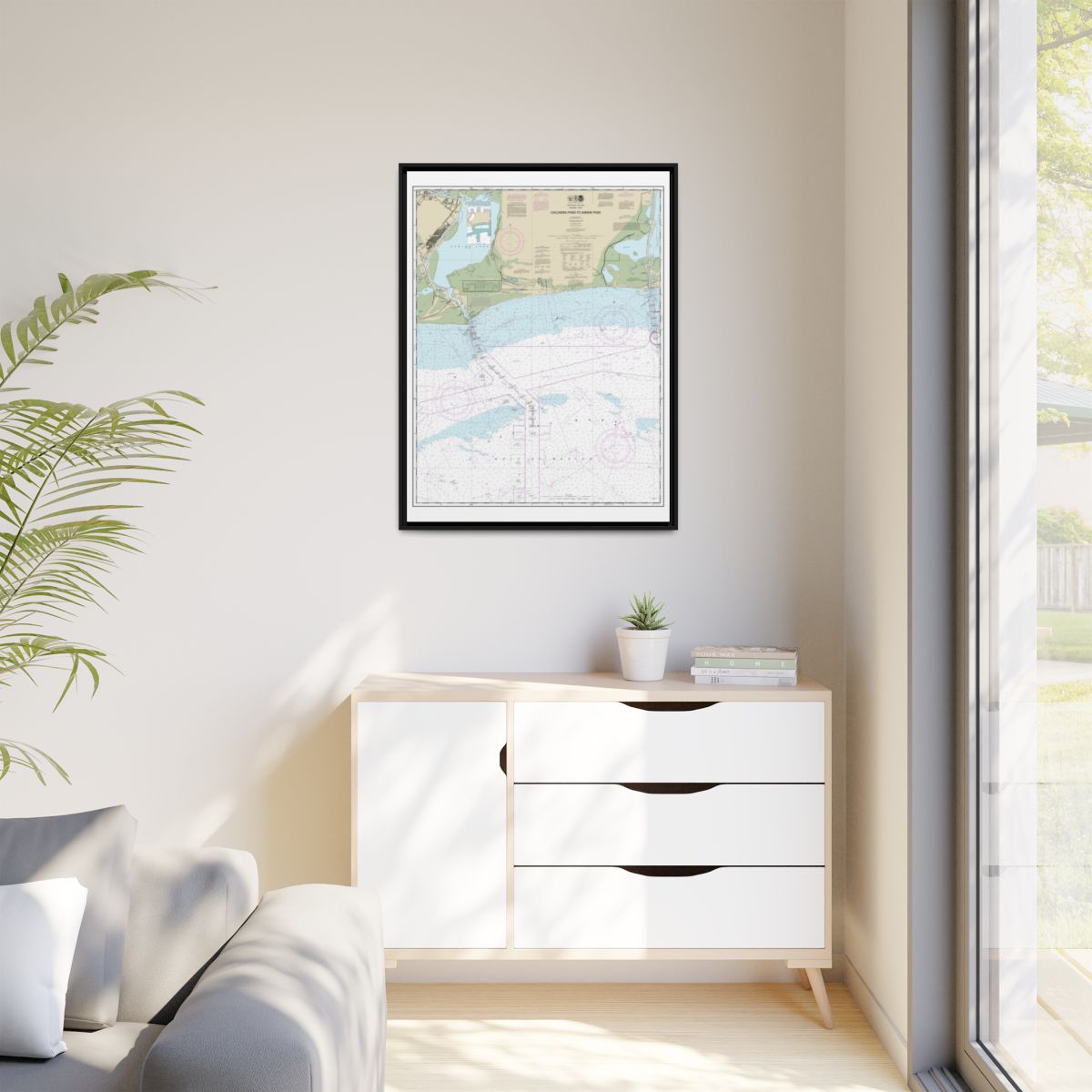 Chart 11341 Calcasieu Pass to Sabine Pass - NOAA Nautical Chart Floating Frame Canvas | 24" x 32" | 30" x 40" - Black context-1