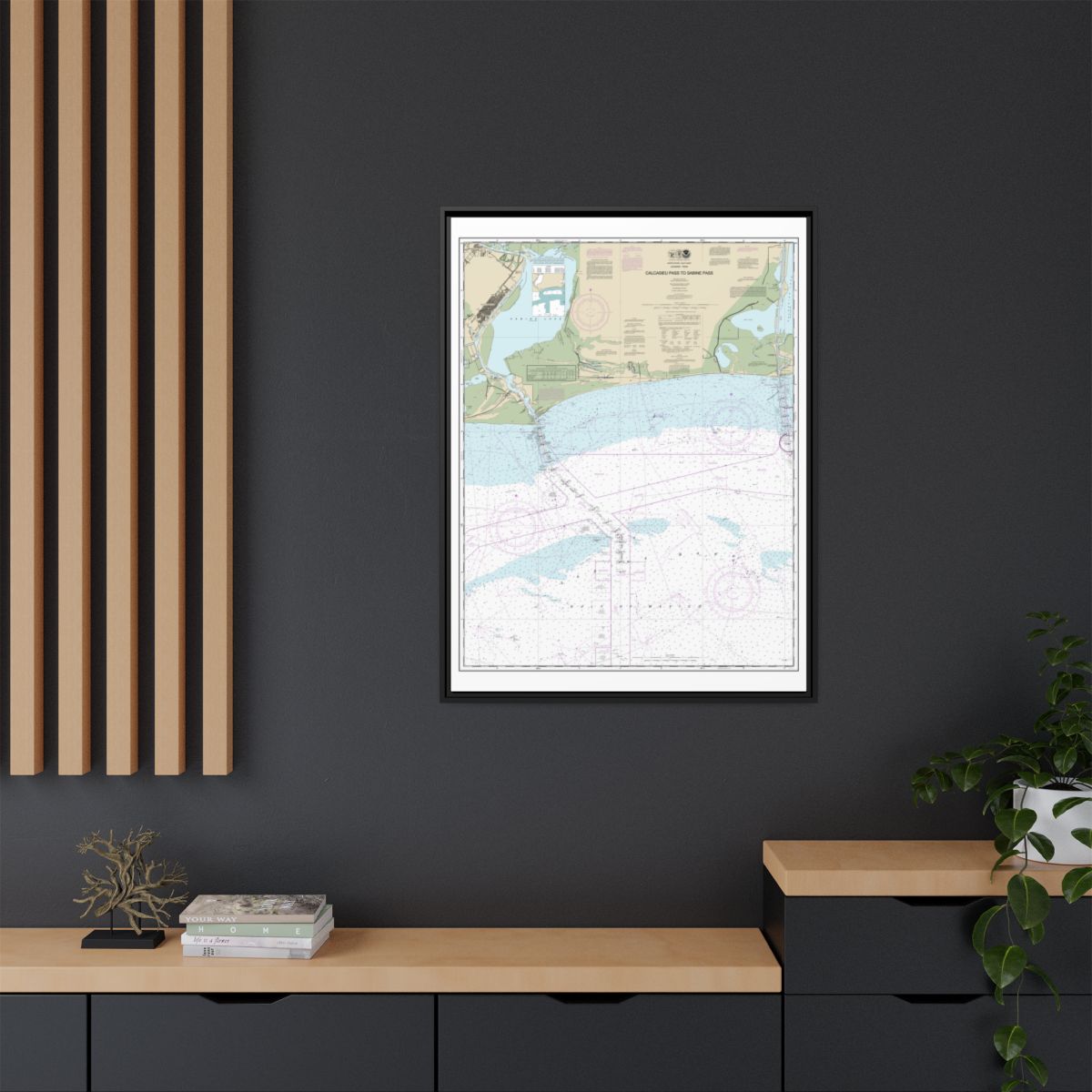 Chart 11341 Calcasieu Pass to Sabine Pass - NOAA Nautical Chart Floating Frame Canvas | 24" x 32" | 30" x 40" - Black context-2