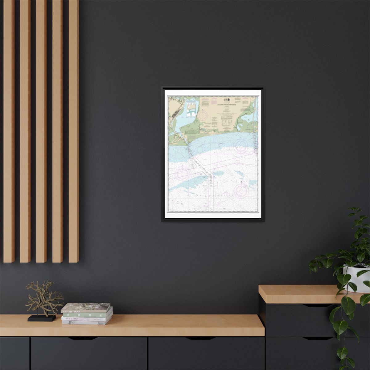 Chart 11341 Calcasieu Pass to Sabine Pass - NOAA Nautical Chart Floating Frame Canvas | 24" x 32" | 30" x 40" - Black context-2