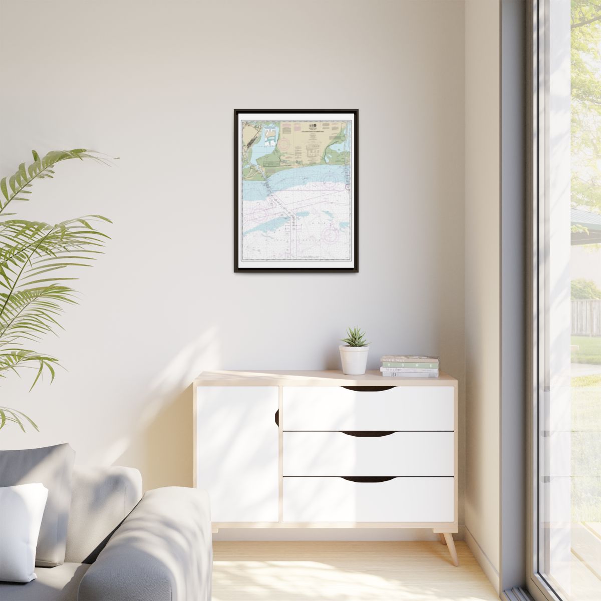 Chart 11341 Calcasieu Pass to Sabine Pass - NOAA Nautical Chart Floating Frame Canvas | 24" x 32" | 30" x 40" - Espresso context-1