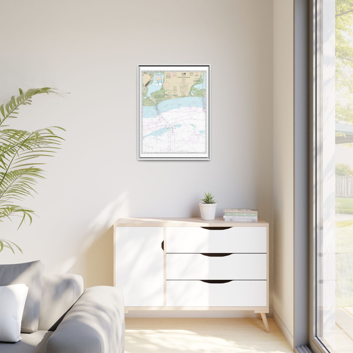 Chart 11341 Calcasieu Pass to Sabine Pass - NOAA Nautical Chart Floating Frame Canvas | 24" x 32" | 30" x 40" - White context-1