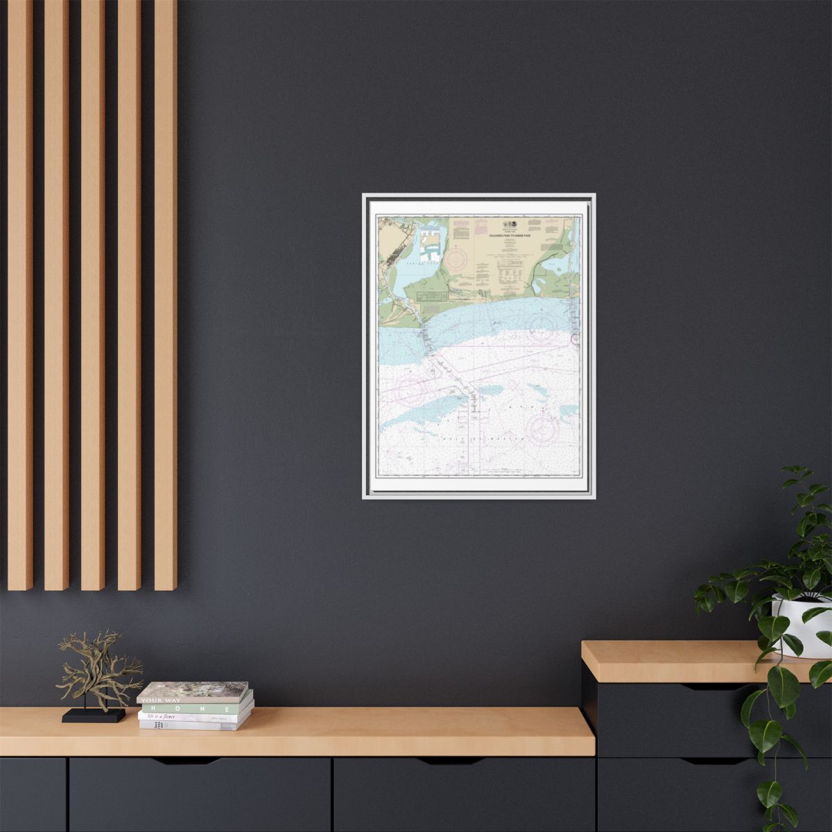 Chart 11341 Calcasieu Pass to Sabine Pass - NOAA Nautical Chart Floating Frame Canvas | 24" x 32" | 30" x 40" - White context-2