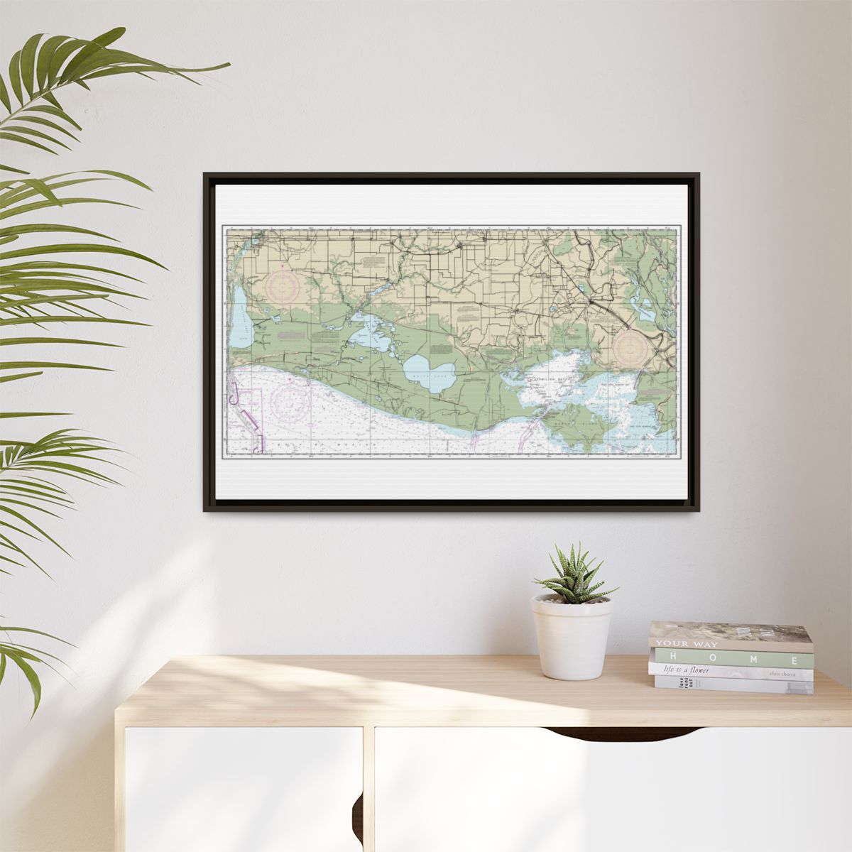 Chart 11345 Intracoastal Waterway New Orleans to Calcasieu River West Section - NOAA Nautical Chart Floating Frame Canvas | 30" x 20" | 36" x 24" | 48" x 32" - Espresso context-1
