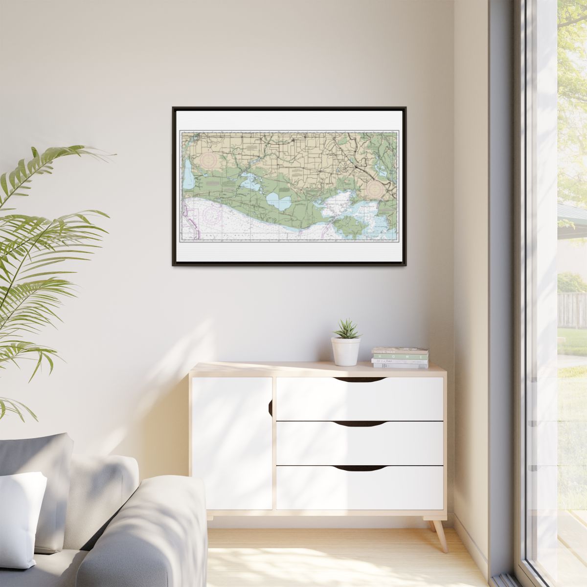 Chart 11345 Intracoastal Waterway New Orleans to Calcasieu River West Section - NOAA Nautical Chart Floating Frame Canvas | 30" x 20" | 36" x 24" | 48" x 32" - Espresso context-1