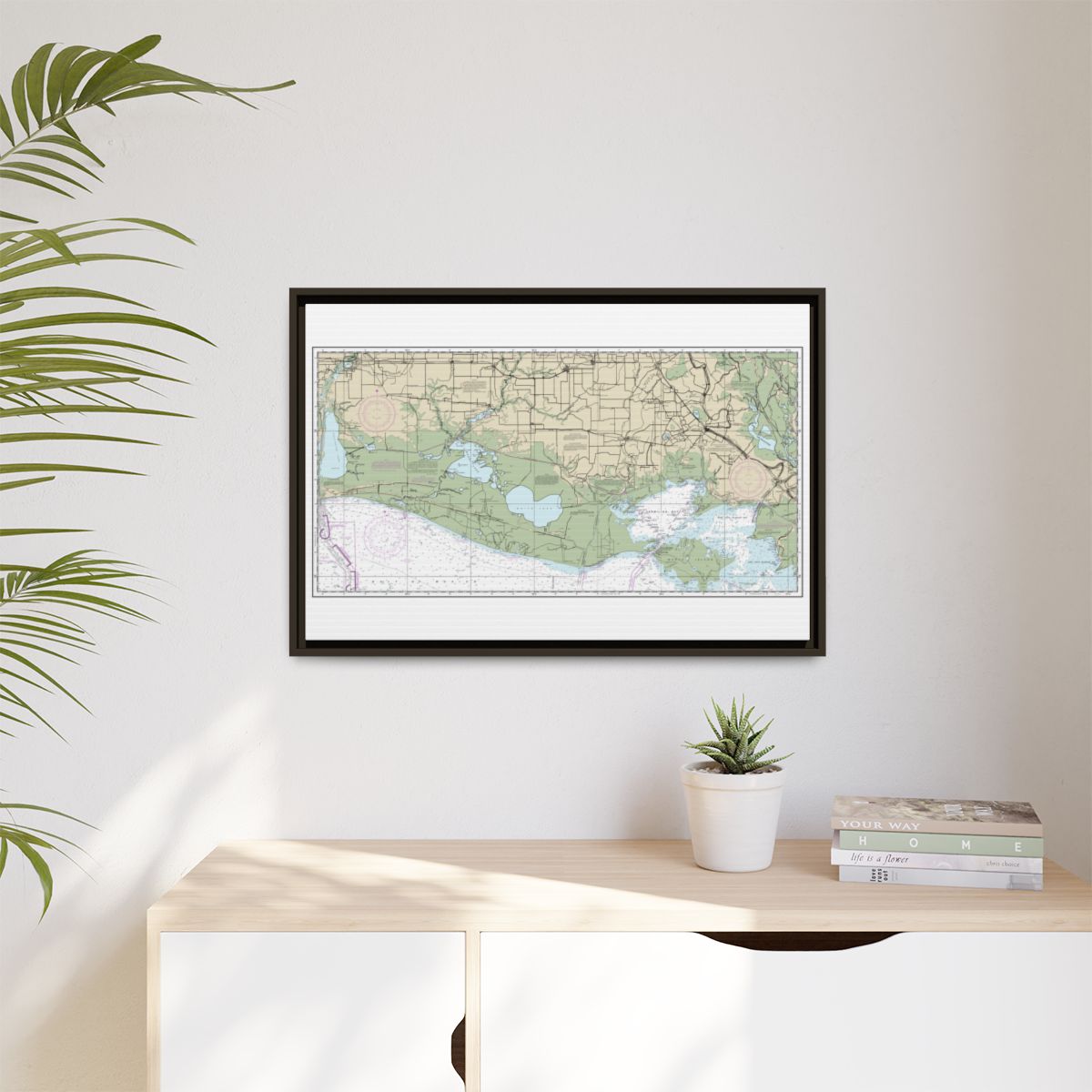 Chart 11345 Intracoastal Waterway New Orleans to Calcasieu River West Section - NOAA Nautical Chart Floating Frame Canvas | 30" x 20" | 36" x 24" | 48" x 32" - Espresso context-1
