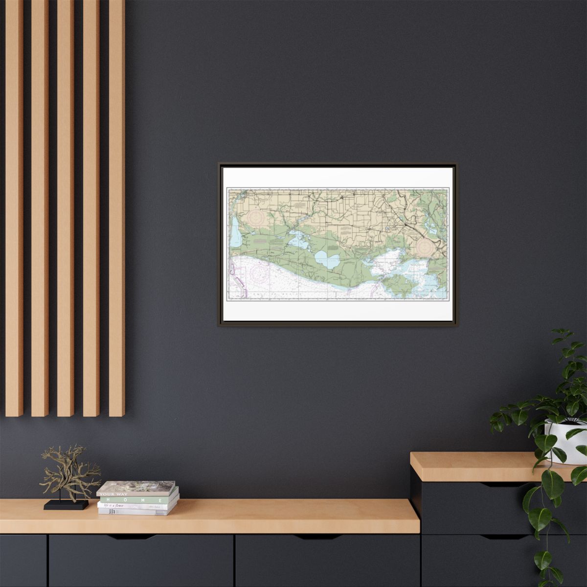 Chart 11345 Intracoastal Waterway New Orleans to Calcasieu River West Section - NOAA Nautical Chart Floating Frame Canvas | 30" x 20" | 36" x 24" | 48" x 32" - Espresso context-2