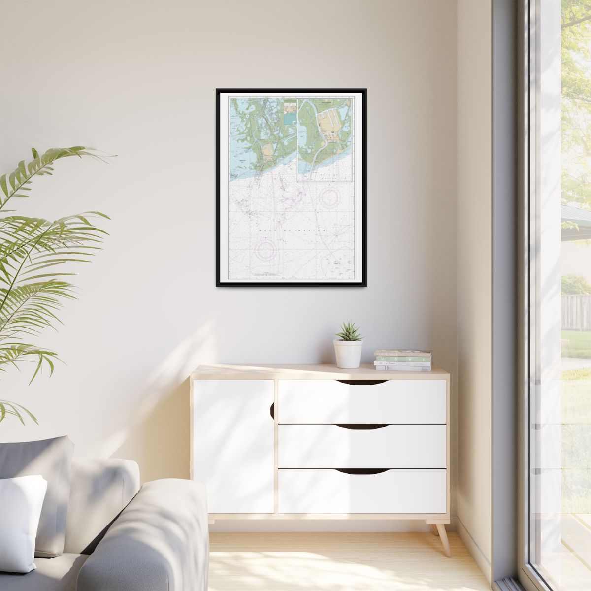 Chart 11346 Port Fourchon and Approaches - NOAA Nautical Chart Floating Frame Canvas | 24" x 32" | 30" x 40" - Black context-1