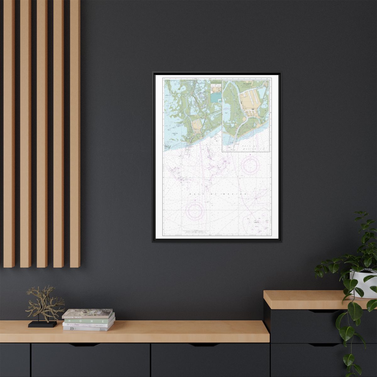 Chart 11346 Port Fourchon and Approaches - NOAA Nautical Chart Floating Frame Canvas | 24" x 32" | 30" x 40" - Black context-2
