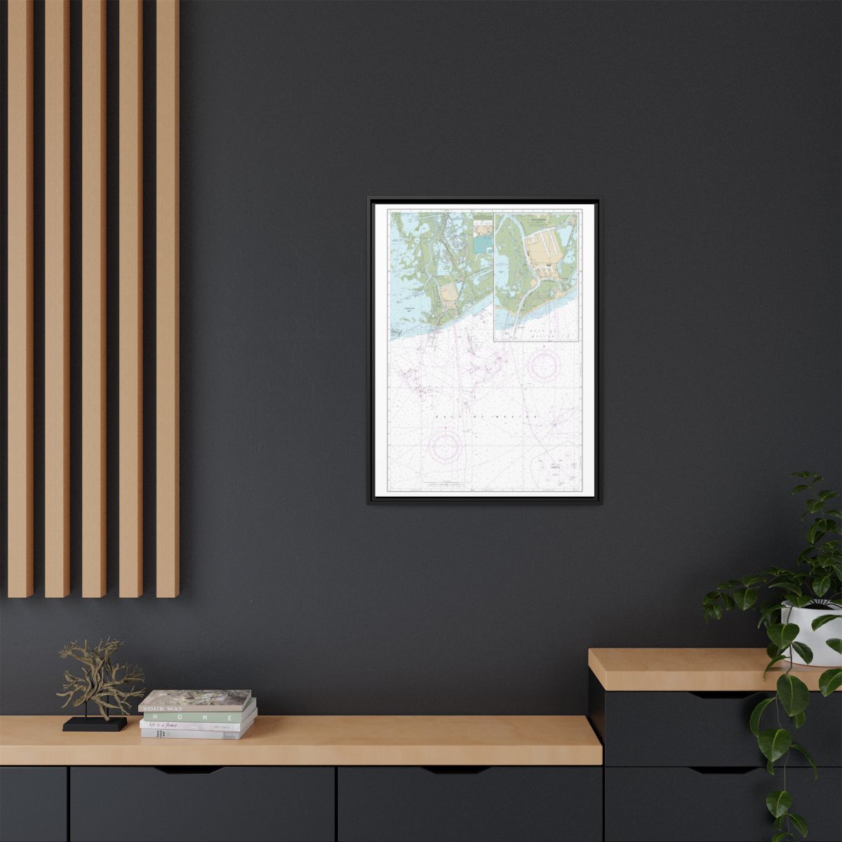 Chart 11346 Port Fourchon and Approaches - NOAA Nautical Chart Floating Frame Canvas | 24" x 32" | 30" x 40" - Black context-2