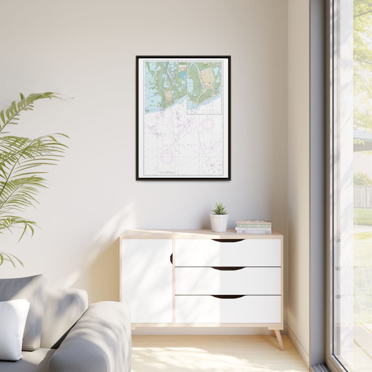 Chart 11346 Port Fourchon and Approaches - NOAA Nautical Chart Floating Frame Canvas | 24" x 32" | 30" x 40" - Espresso context-1