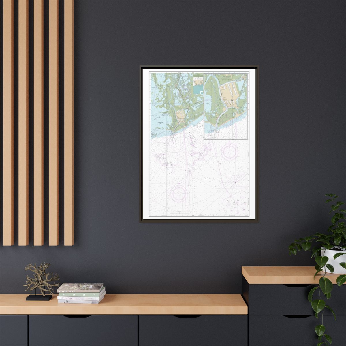 Chart 11346 Port Fourchon and Approaches - NOAA Nautical Chart Floating Frame Canvas | 24" x 32" | 30" x 40" - Espresso context-2