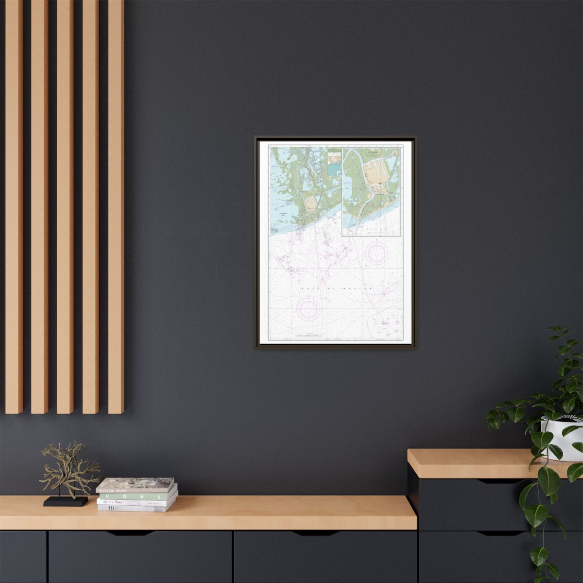 Chart 11346 Port Fourchon and Approaches - NOAA Nautical Chart Floating Frame Canvas | 24" x 32" | 30" x 40" - Espresso context-2