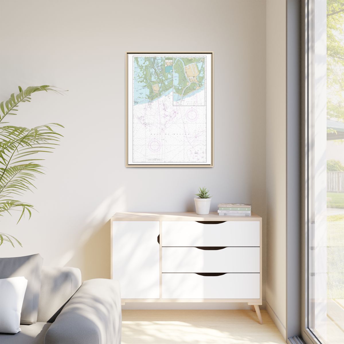 Chart 11346 Port Fourchon and Approaches - NOAA Nautical Chart Floating Frame Canvas | 24" x 32" | 30" x 40" - Natural context-1