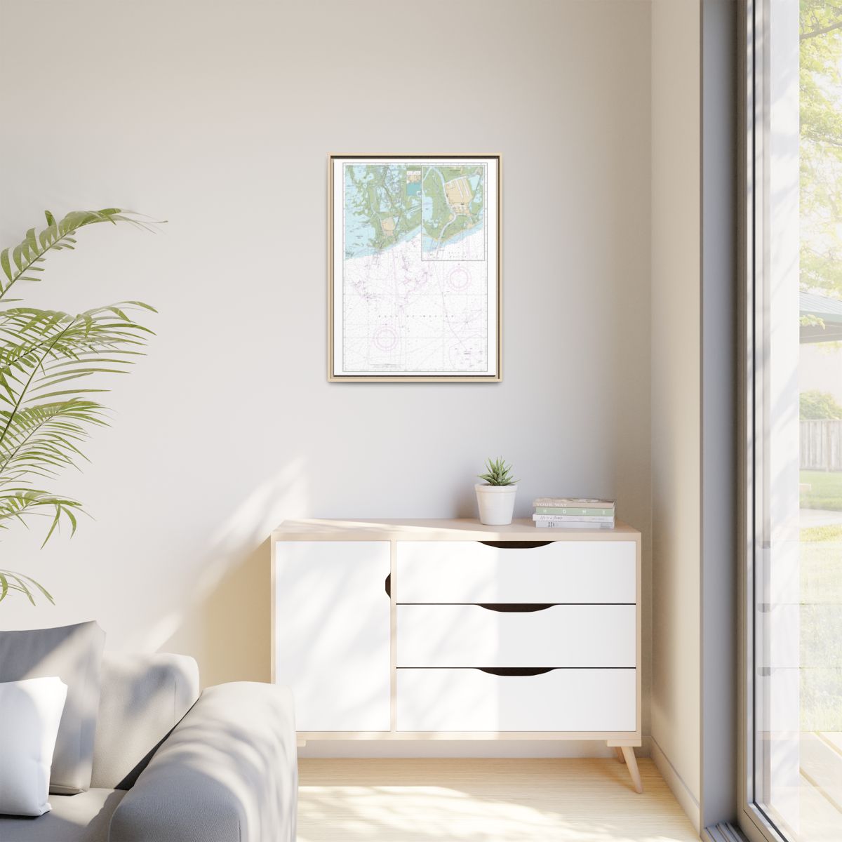 Chart 11346 Port Fourchon and Approaches - NOAA Nautical Chart Floating Frame Canvas | 24" x 32" | 30" x 40" - Natural context-1