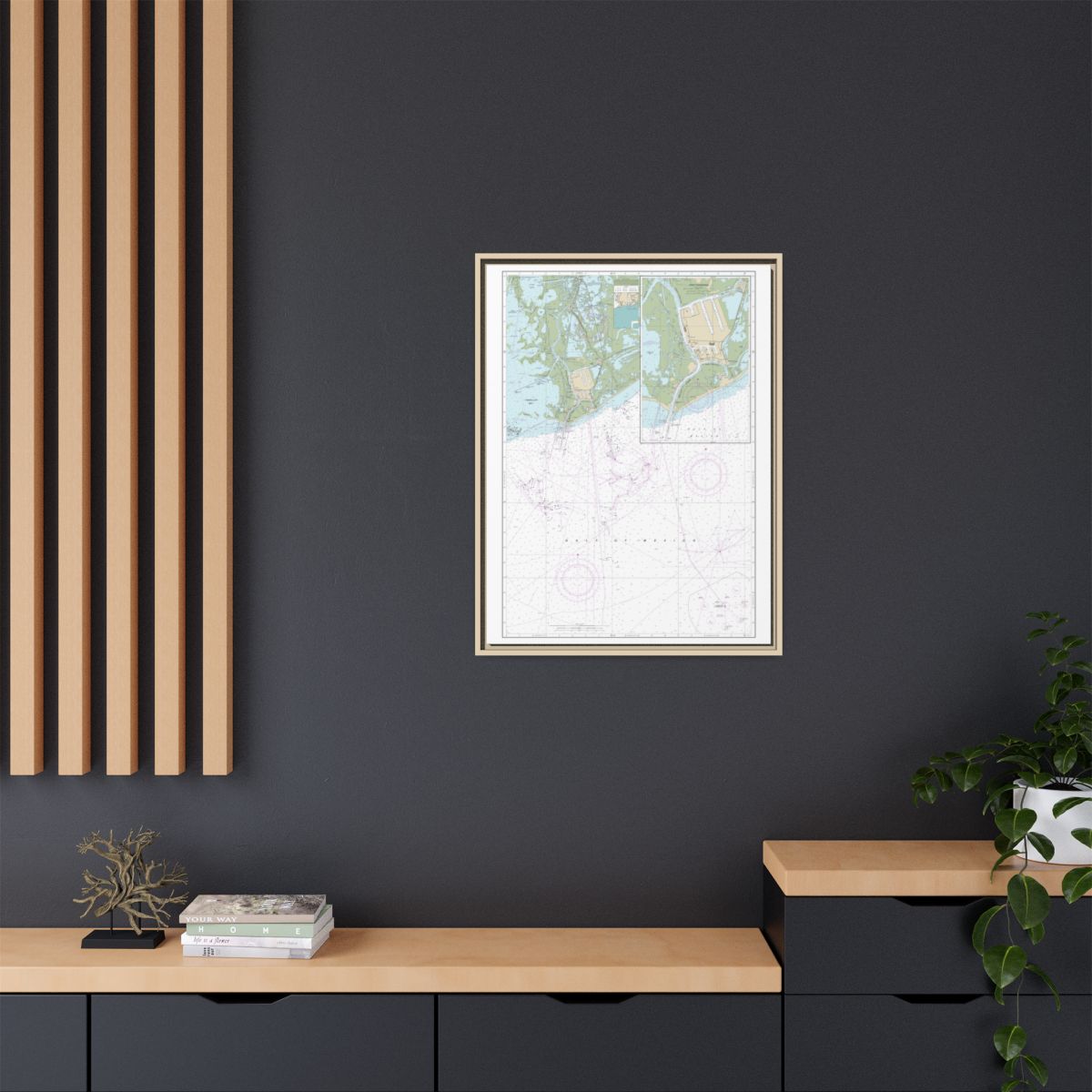 Chart 11346 Port Fourchon and Approaches - NOAA Nautical Chart Floating Frame Canvas | 24" x 32" | 30" x 40" - Natural context-2