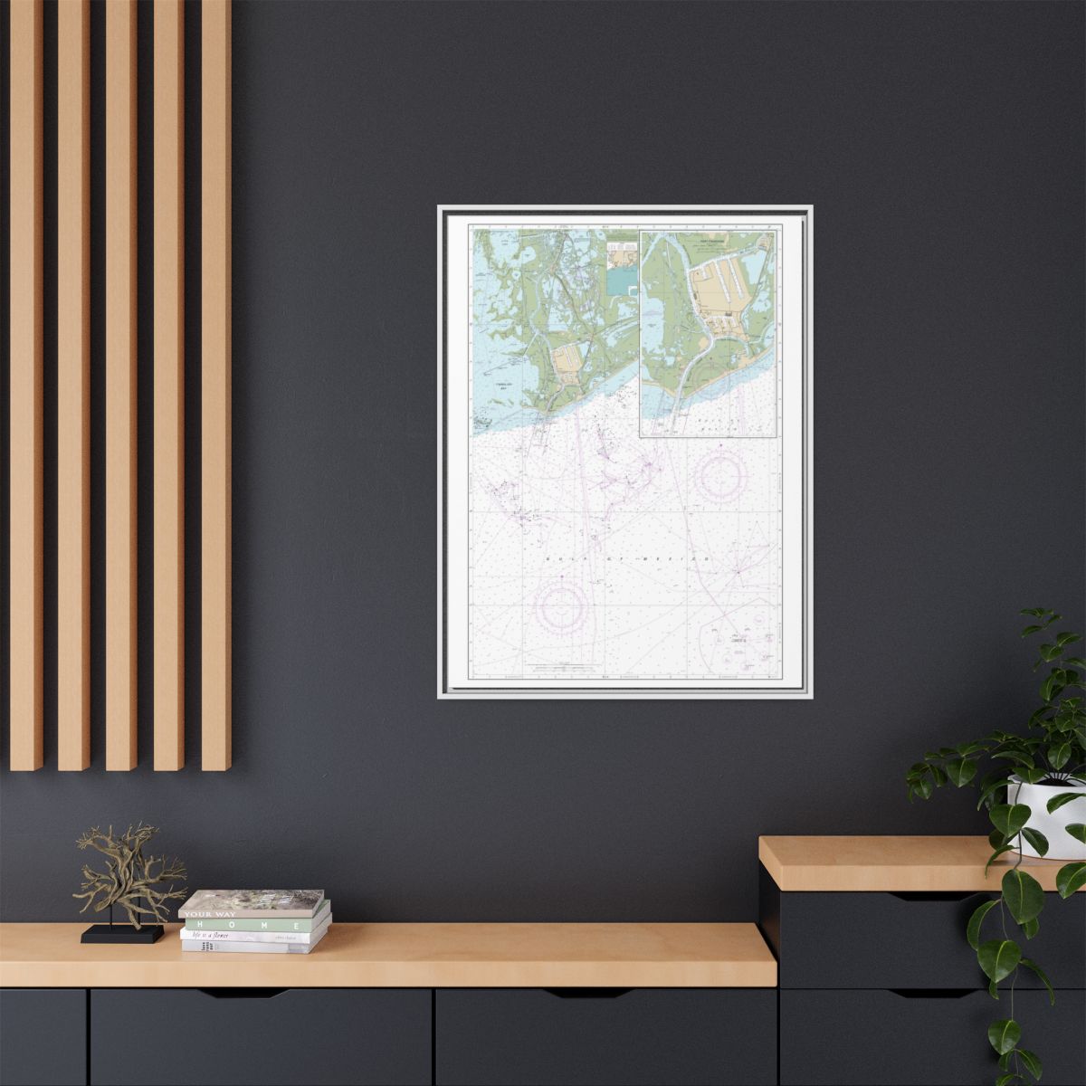 Chart 11346 Port Fourchon and Approaches - NOAA Nautical Chart Floating Frame Canvas | 24" x 32" | 30" x 40" - White context-2